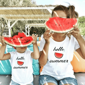 Tee shirt mere fille pasteque