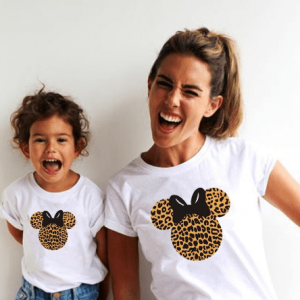 Tee shirt mere fille souris leopard