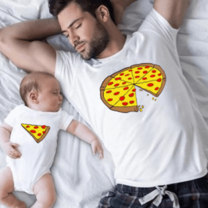 Tee shirt pere fille pizza