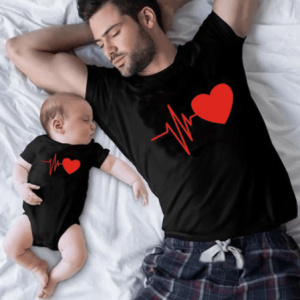 Tee shirt pere fils coeur qui bat