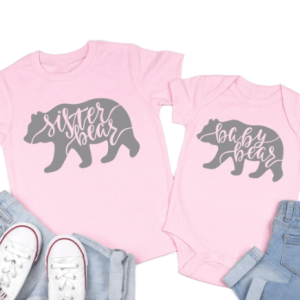 Tee shirt petites soeurs imprime bebe ours