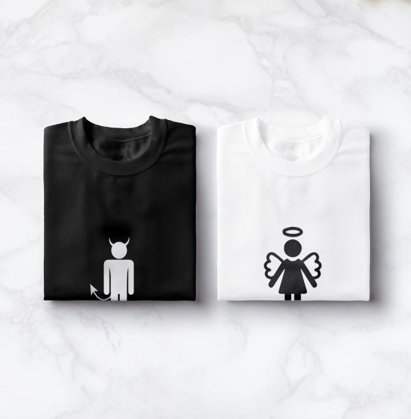 Tee-shirts Ange et Demon  Cadeaux Uniques pour Couples  Assortis Moi