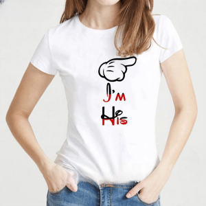 Tshirt de Couple Blanc Imprime pour les Deux Amoureux Tshirt de Couple Blanc Imprime pour les Deux Amoureux