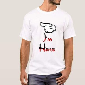 Tshirt de Couple Blanc Imprime pour les Deux Amoureux Tshirt de Couple Blanc Imprime pour les Deux Amoureux
