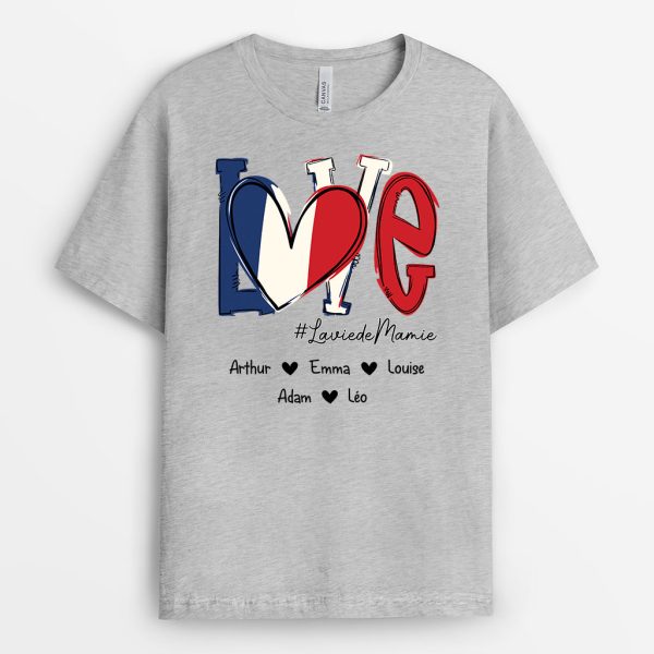 Amour De Mamie Francaise – Cadeau Personnalise  T-shirt pour Mamie