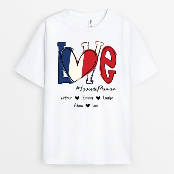 Amour De Mamie Francaise – Cadeau Personnalise  T-shirt pour Mamie