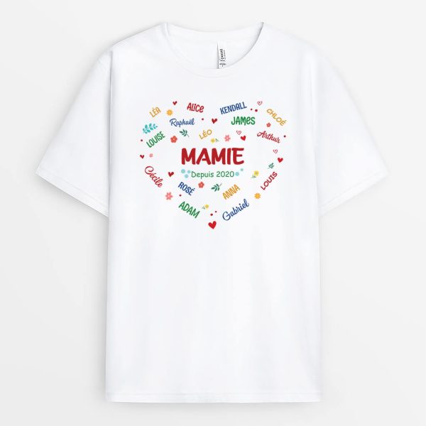 Amour Mamie Maman – Cadeau Personnalise  T-shirt pour Femme