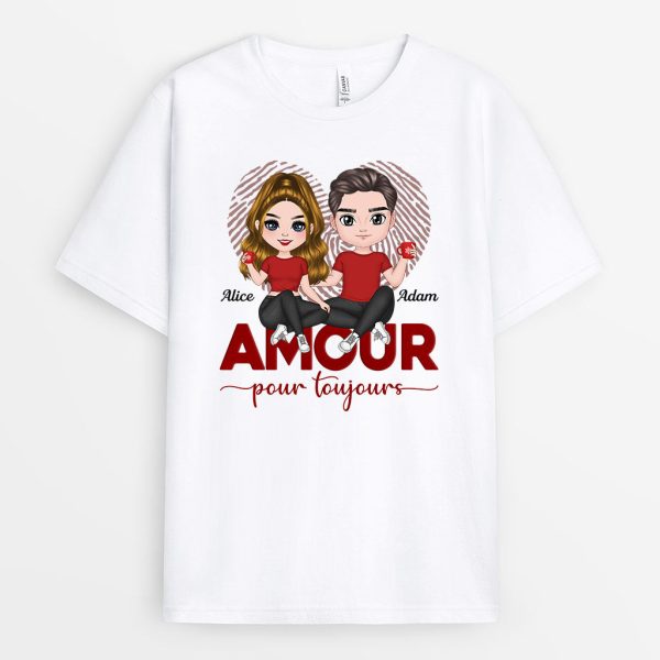 Amour Pour Toujours – Cadeau Personnalise  T-shirt pour Couples Amoureux