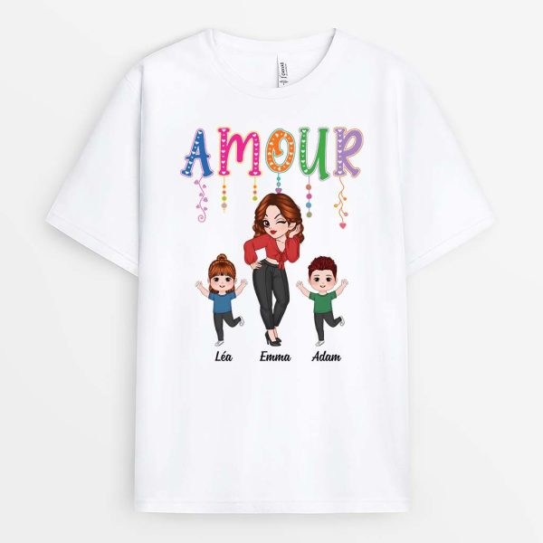 Amour Version Mignonne – Cadeau Personnalise  T-shirt pour Maman