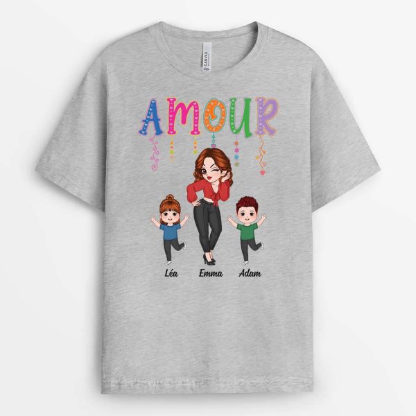 Amour Version Mignonne – Cadeau Personnalise  T-shirt pour Maman