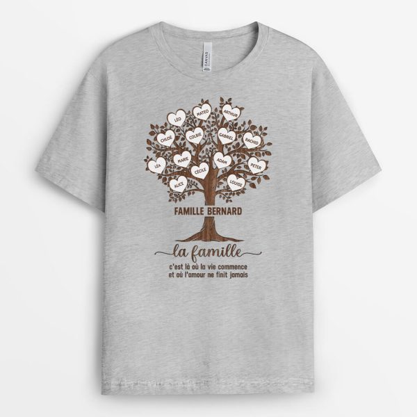 Arbre de Famille – Cadeau Personnalise  T-shirt pour Famille