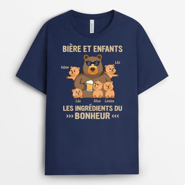 Biere et Enfants – Cadeau Personnalise  T-shirt pour Homme