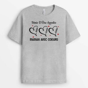 B�nie D’Etre Appelee Mamie Avec Coeurs – Cadeau Personnalise T-shirt pour Mamie B�nie D’Etre Appelee Mamie Avec Coeurs – Cadeau Personnalise T-shirt pour Mamie