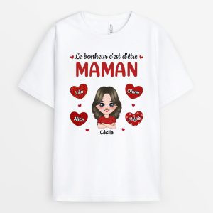 Bonheur D’Etre Maman Mamie – Cadeau Personnalise T-shirt pour Maman Mamie Bonheur D’Etre Maman Mamie – Cadeau Personnalise T-shirt pour Maman Mamie