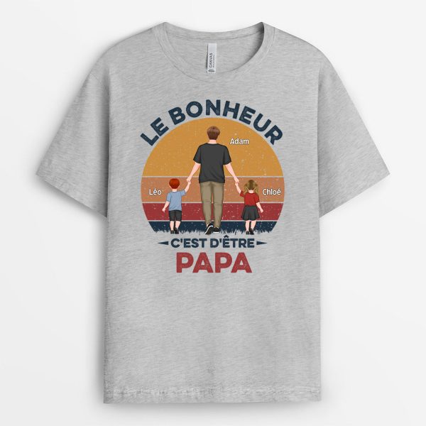 Bonheur d’Etre Papa Papi – Cadeau Personnalise  T-shirt pour Papa Papi