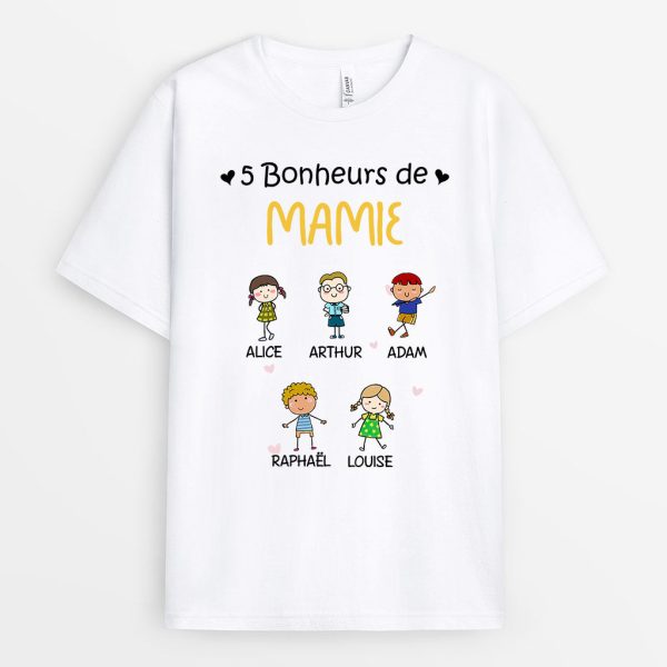 Bonheurs De Mamie – Cadeau Personnalise  T-shirt pour MamanMamie