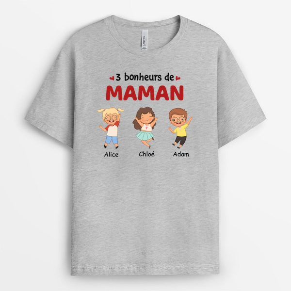 Bonheurs De Mamie Maman – Cadeau Personnalise  T-shirt pour Maman Mamie