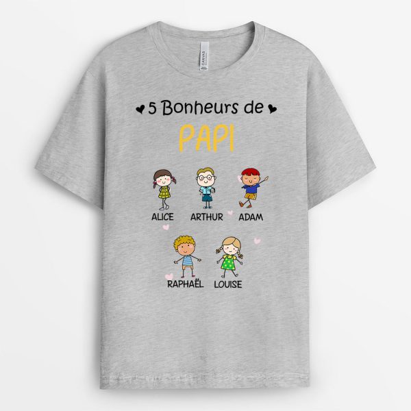 Bonheurs De Papi – Cadeau Personnalise T-shirt pour PapaPapi