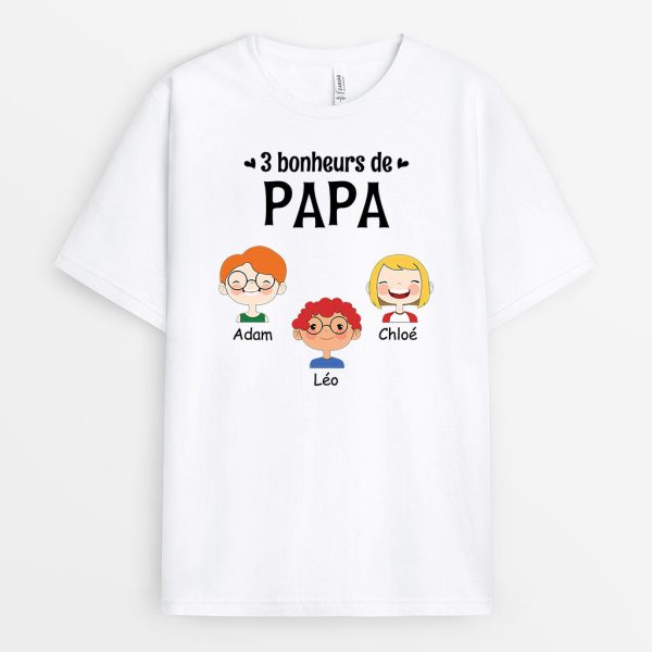 Bonheurs de Papa Papy – Cadeau Personnalise  T-shirt pour Papa Papy