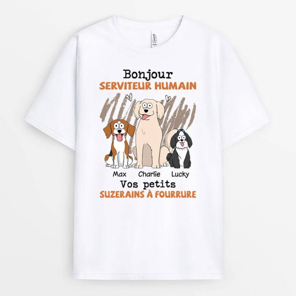 Bonjour Serviteur Humain Votre Petit Seigneur A Poils – Cadeau Personnalise T-shirt pour Amoureux des Animaux