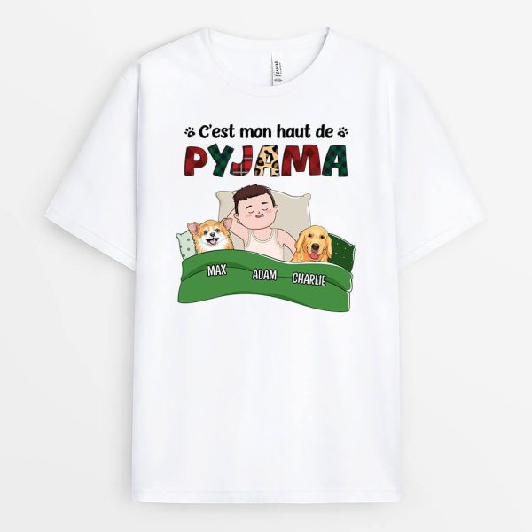 C’Est Mon Pyjama Avec Empreintes Chien – Cadeau Personnalise  T-shirt pour Amoureux Des Animaux