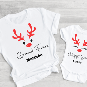 Cadeau naissance personnalise noel, grande soeurfrere et petite soeurfrere coffret noel