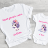 Cadeau naissance tee shirt super grande soeur et body super petite soeur collection licorne, cadeau grande soeur personnalise