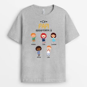Ce Grand-Pere Appartient A Empreintes De Mains – Cadeau Personnalise T-shirt pour Papy Ce Grand-Pere Appartient A Empreintes De Mains – Cadeau Personnalise T-shirt pour Papy
