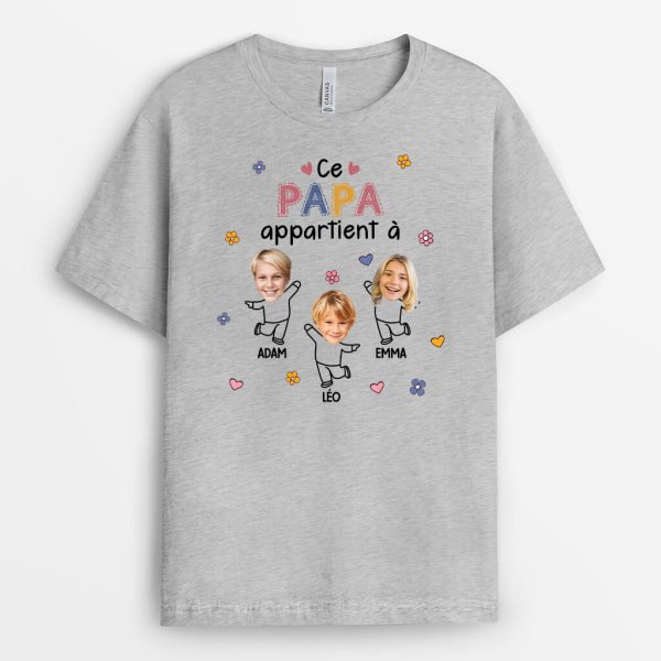 Ce Papa Appartient A Version Petite Fleur – Cadeau Personnalise  T-shirt pour Homme