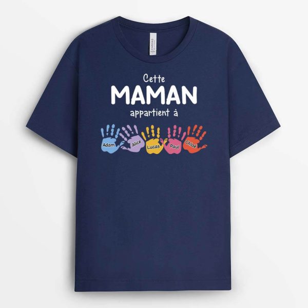 Ce Papa Appartient a Avec Mains – Cadeau Personnalise T-shirt pour Papa