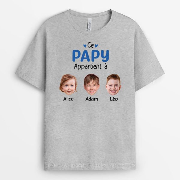 Ce Papa Appartient a Avec Tete – Cadeau Personnalise  T-shirt pour Papa