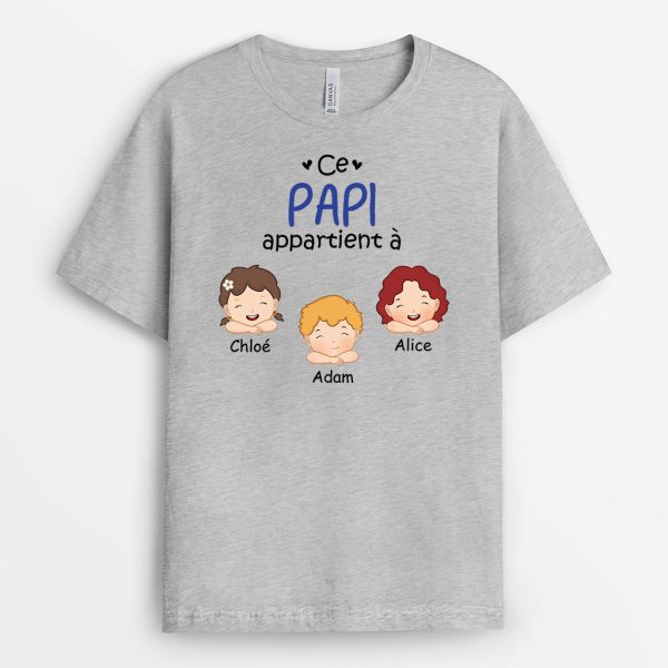 Ce Papa Appartient a – Cadeau Personnalise T-shirt pour Papa Papy