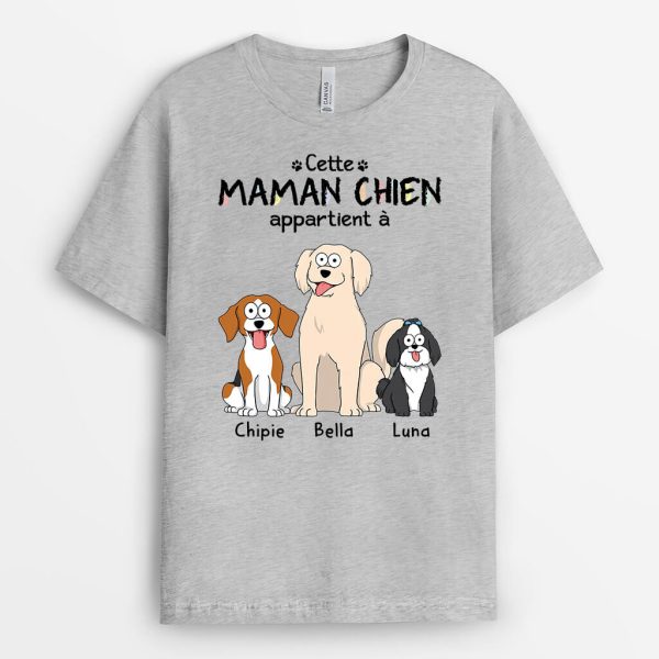 Ce Papa De ChienCette Maman De Chien Appartient A – Cadeau Personnalise  T-shirt pour Amoureux des animaux