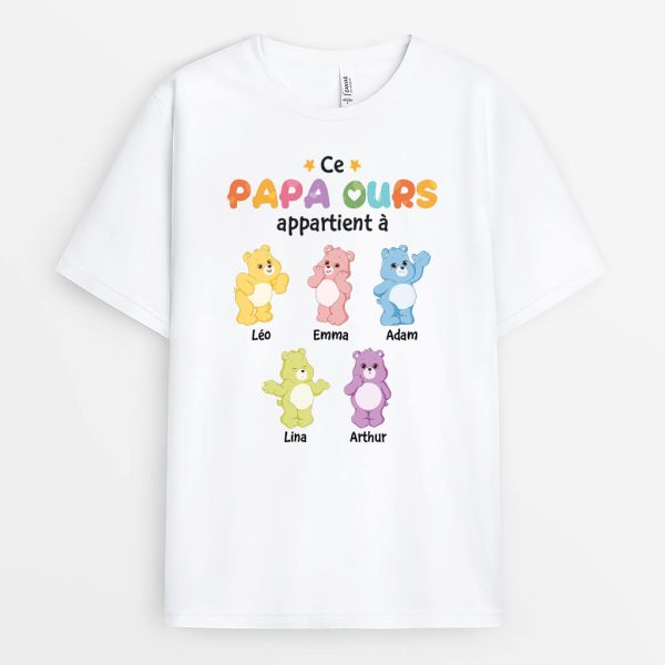 Ce Papa Ours Appartient A – Cadeau Personnalise  T-shirt pour Homme