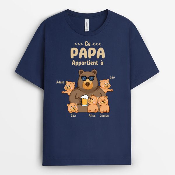 Ce Papa Papy Appartient A Version Ours – Cadeau Personnalise  T-shirt pour Homme