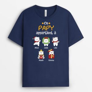 Ce Papa Papy Appartient AAvec Image dours de Noel Cadeau Personnalisa T shirt pour Homme 1