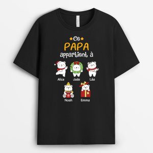 Ce Papa Papy Appartient AAvec Image d'ours de Noel - Cadeau Personnalisa T-shirt pour Homme 1 Ce Papa Papy Appartient AAvec Image dours de Noel Cadeau Personnalisa T shirt pour Homme 2