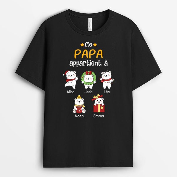 Ce Papa Papy Appartient AAvec Image d’ours de Noel – Cadeau Personnalisa  T-shirt pour Homme