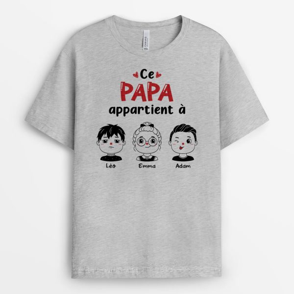 Ce PapaPapy Appartient A Noir et Blanc – Cadeau Personnalise  T-shirt pour Homme