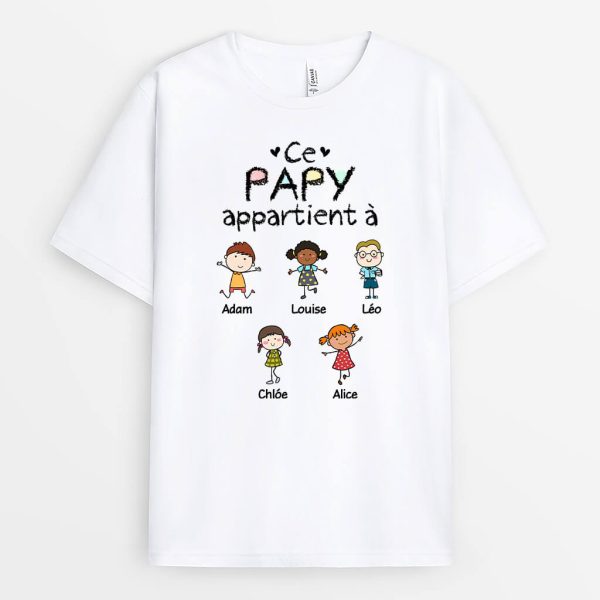 Ce PapaPapy Appartient A Version Baguette – Cadeau Personnalise  T-shirt pour Homme