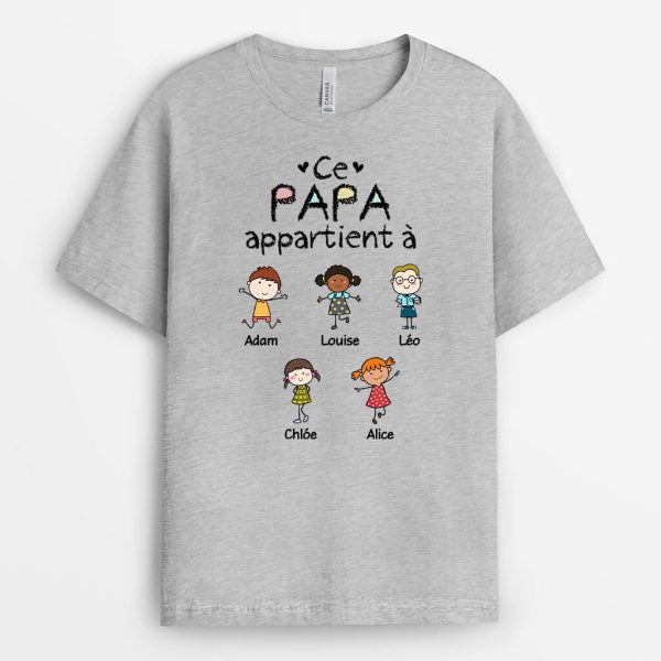 Ce PapaPapy Appartient A Version Baguette – Cadeau Personnalise  T-shirt pour Homme