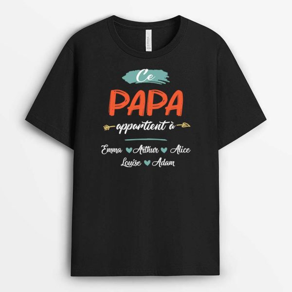 Ce PapaPapy Appartient A Version Florale – Cadeau Personnalise  T-shirt pour Homme