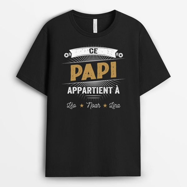 Ce PapaPapy Star Appartient A – Cadeau Personnalise  T-shirt Pour Papa