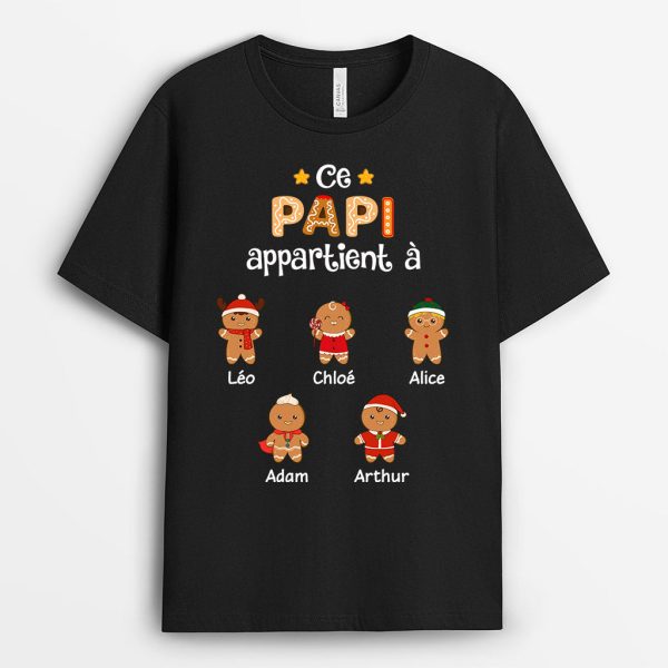 Ce Papi Appartient A – Cadeau Personnalise  T-shirt pour Papa Papi Noel