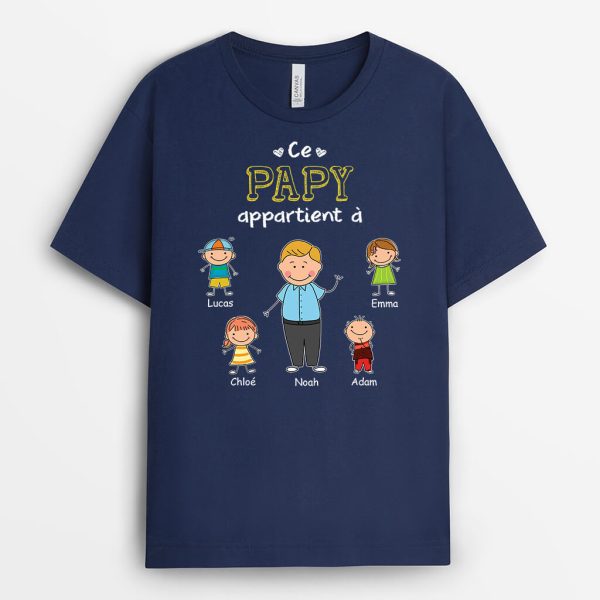 Ce Papy Appartient A Colore – Cadeau Personnalise  T-shirt pour Papy