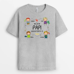 Ce Papy Appartient A Dessin – Cadeau Personnalise T-shirt pour Grand-pere Ce Papy Appartient A Dessin – Cadeau Personnalise T-shirt pour Grand-pere
