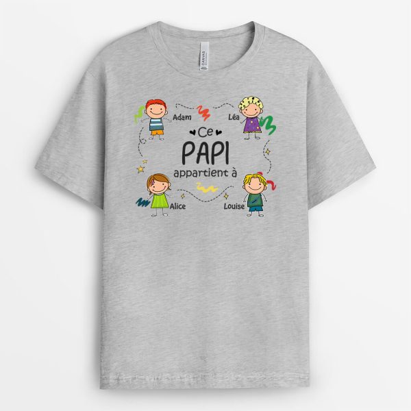 Ce Papy Appartient A Dessin – Cadeau Personnalise  T-shirt pour Grand-pere