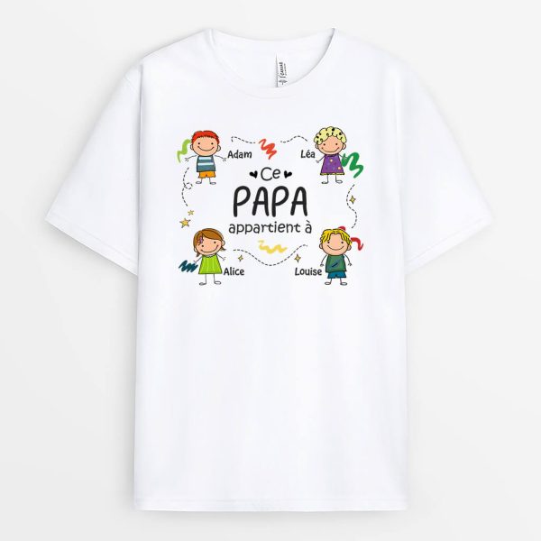 Ce Papy Appartient A Dessin – Cadeau Personnalise  T-shirt pour Grand-pere