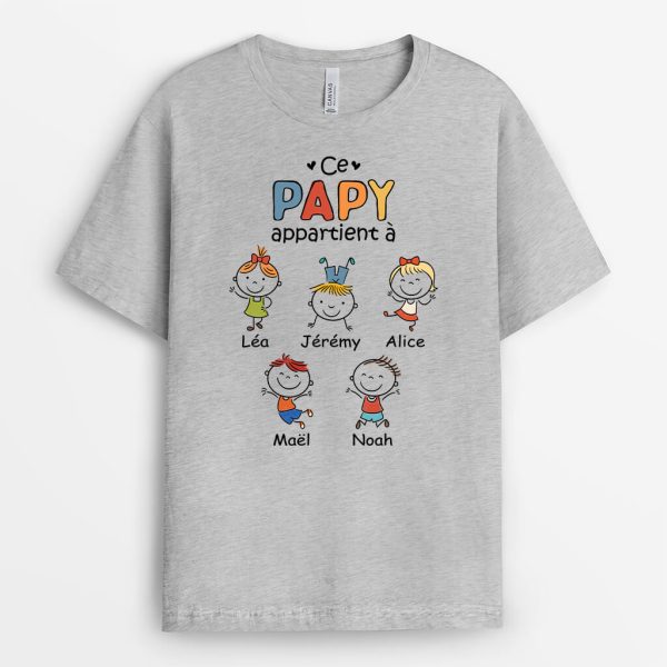 Ce Papy Appartient A Dessin Magique – Cadeau Personnalise  T-shirt pour Papys