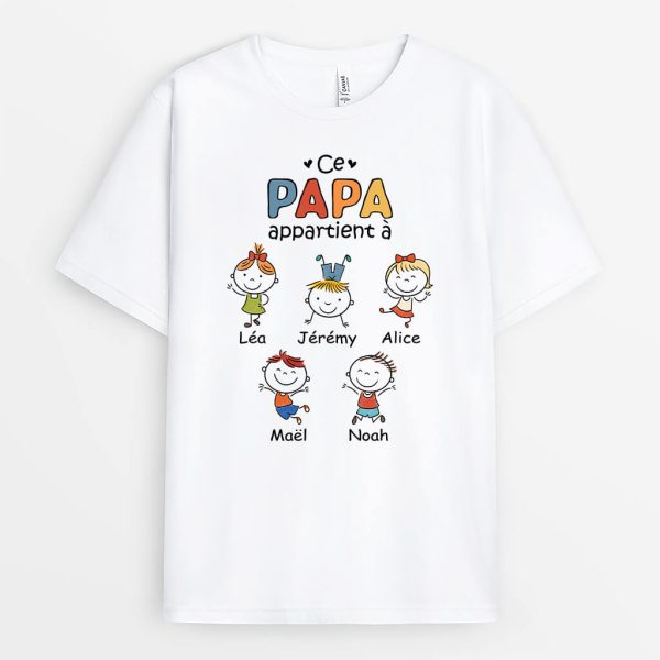 Ce Papy Appartient A Dessin Magique – Cadeau Personnalise  T-shirt pour Papys